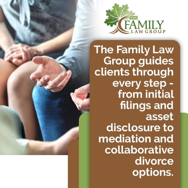 Couple discussing divorce mediation and legal options with guidance from Cleveland family law attorney