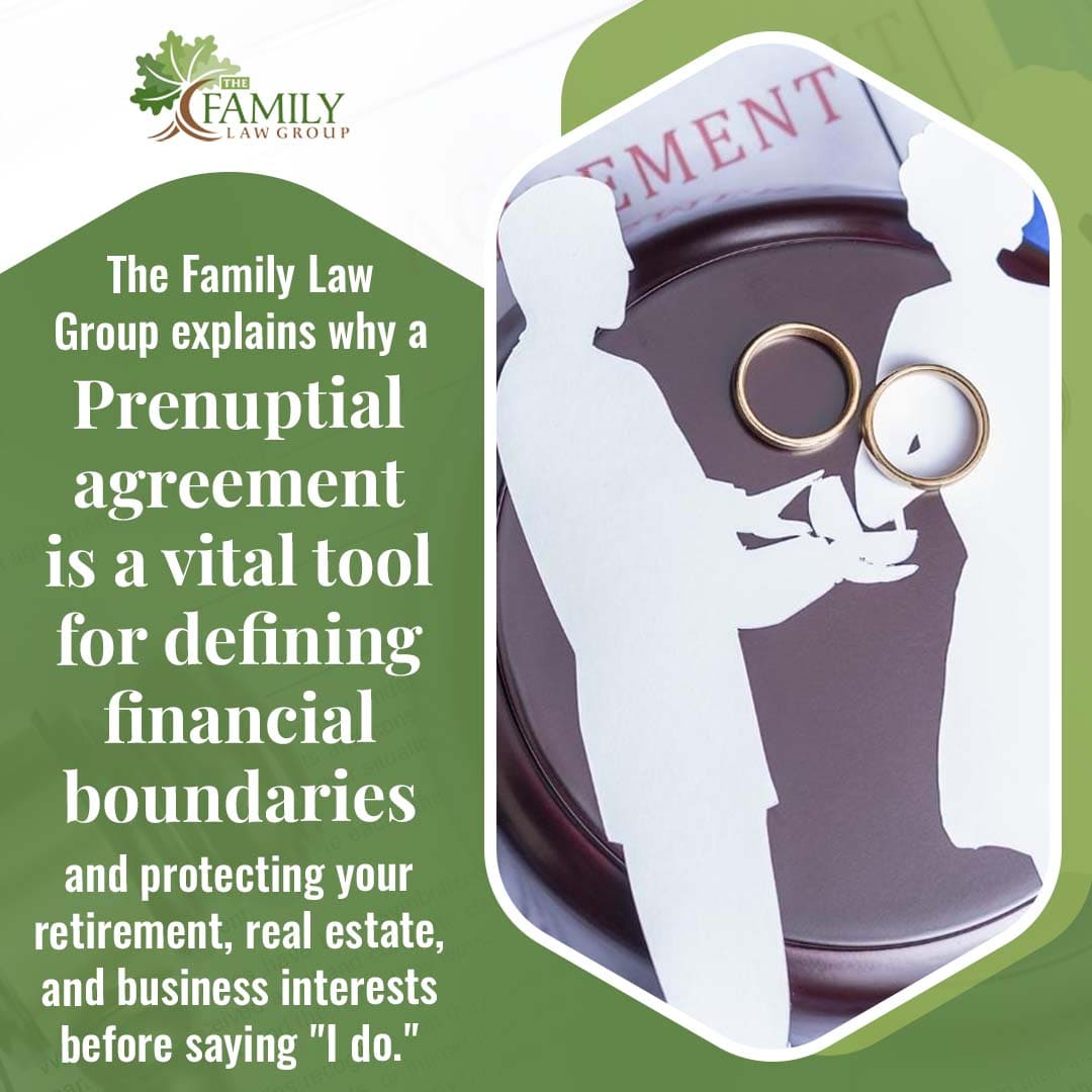 Prenuptial agreement concept with wedding rings and couple silhouettes representing financial protection and asset division planning